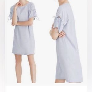 Madewell Women's Blue Striped Viscose Lace-Sleeve Shift Dress🪻